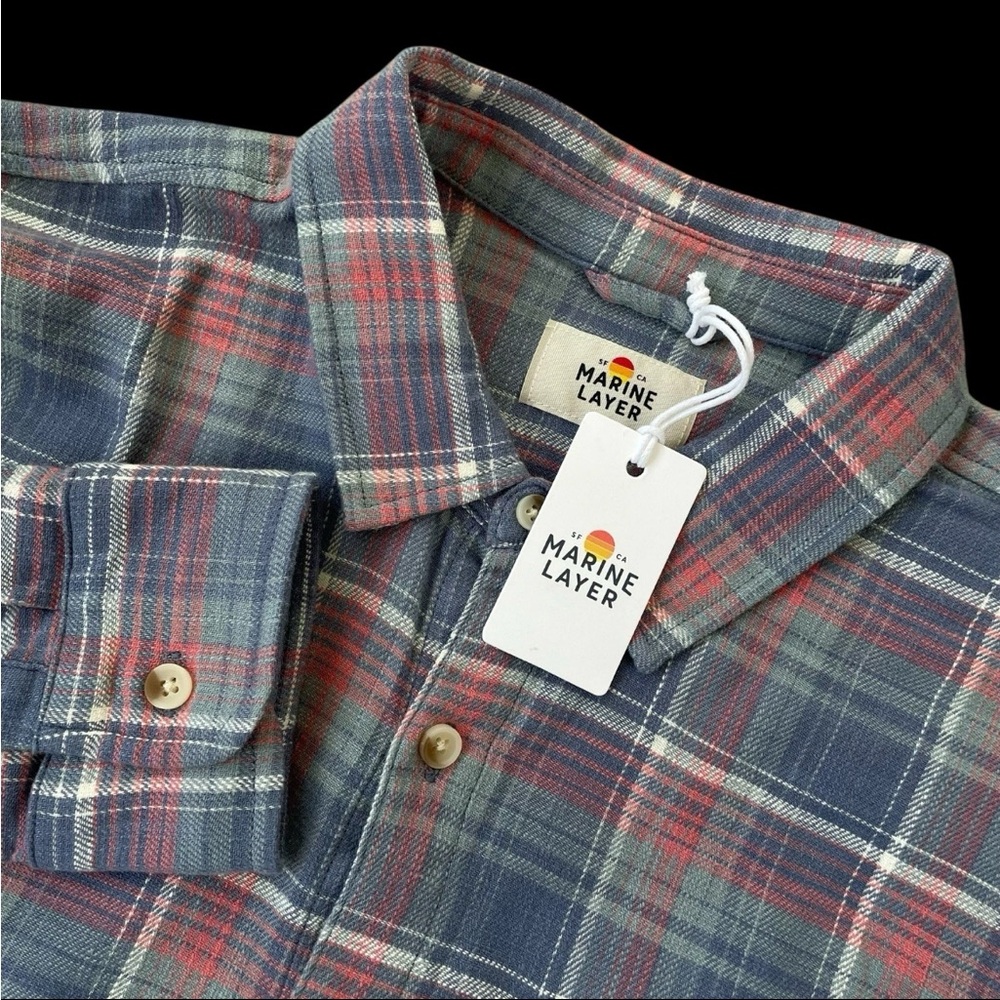 Marine Layer Selvage Shirt Button Up Long Sleeve Plaid Size Small $128